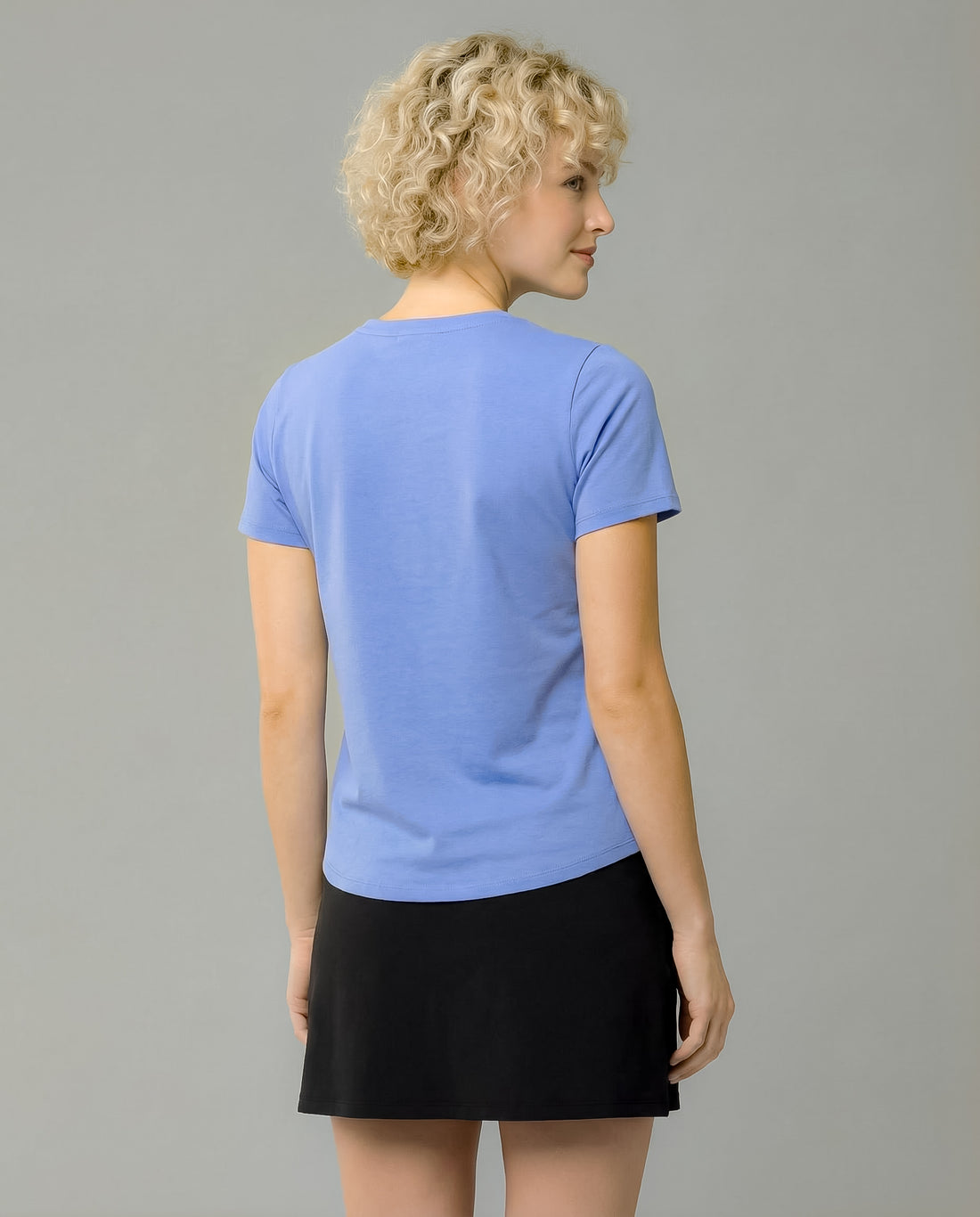 Solid Short Sleeve Crew Neck Top 7000