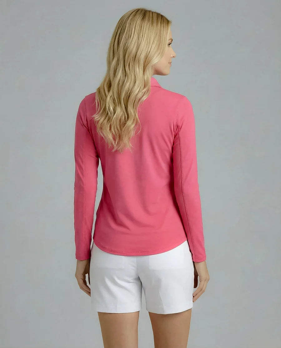 Solid Long Sleeve Polo Top 8400