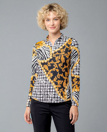 Zanzibar Long Sleeve Zip Mock Top 86Z20