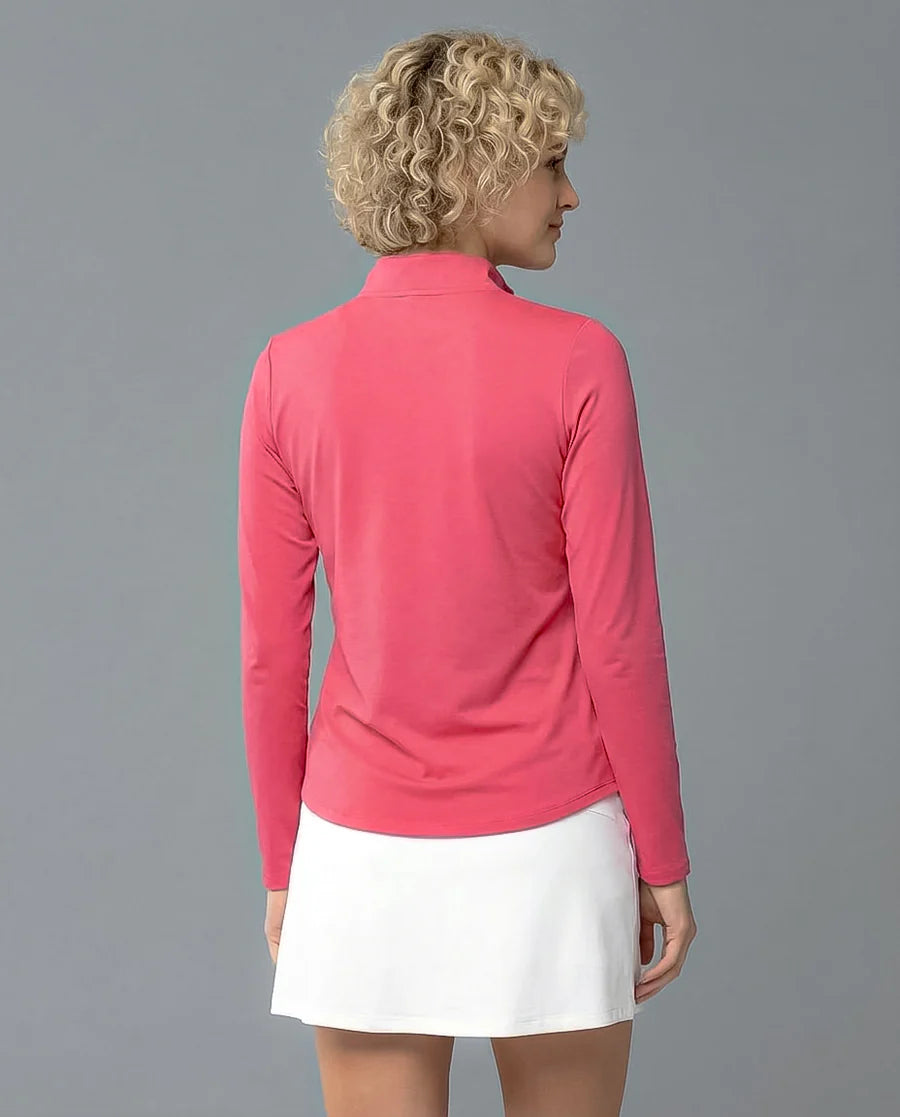 Solid Long Sleeve Zip Mock Top 8600