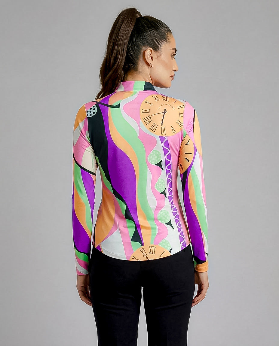 Teetime Long Sleeve Zip Mock Top 86Z05