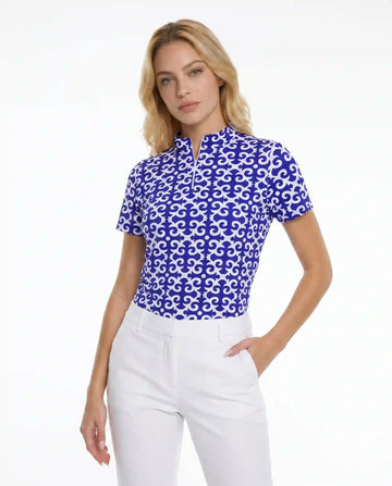 Gazebo Short Sleeve Zip Mock Top 85Z19