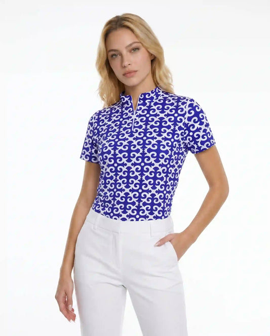 Gazebo Short Sleeve Zip Mock Top 85Z19