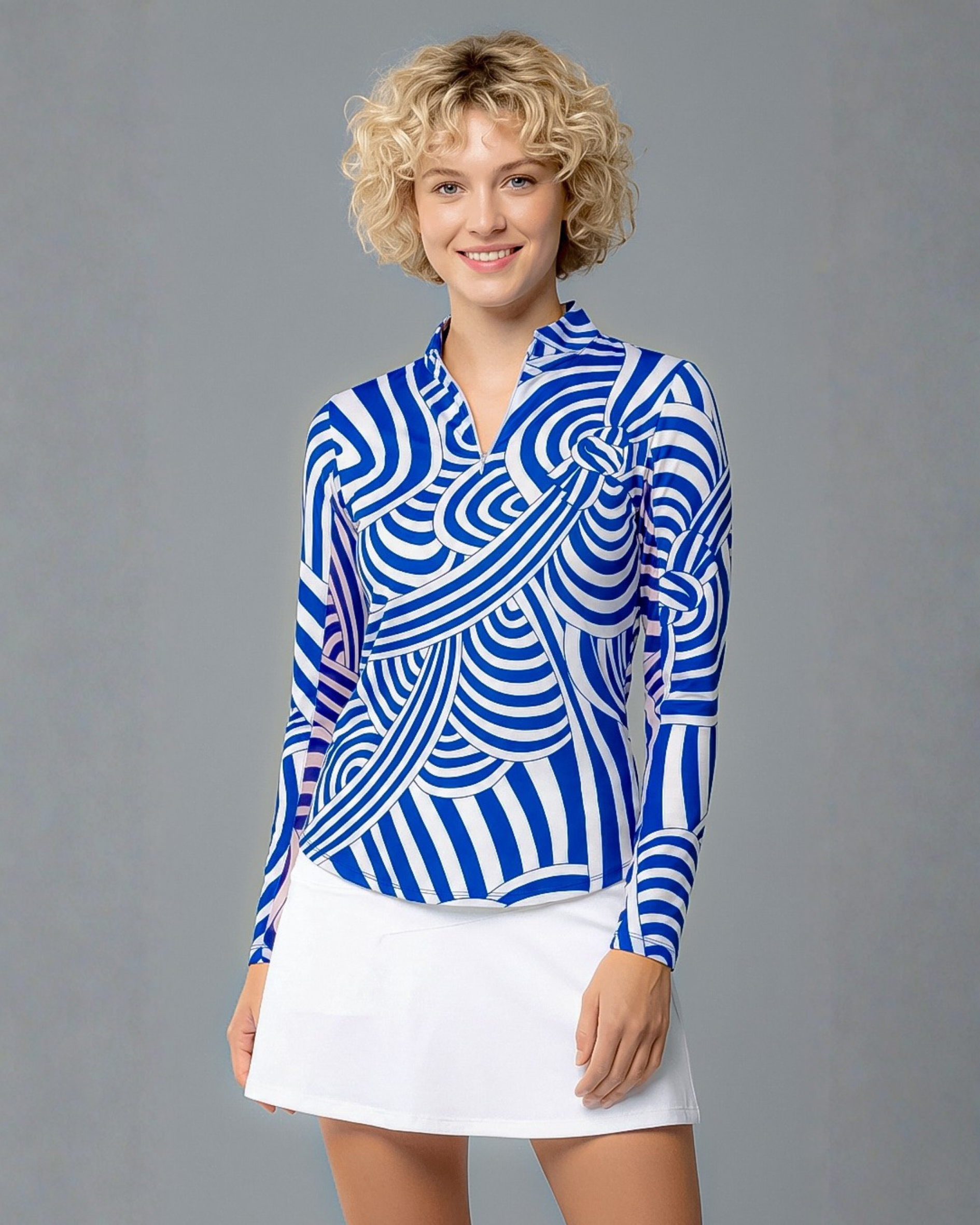 Naughty Knot Long Sleeve Zip Mock Top 86Z37