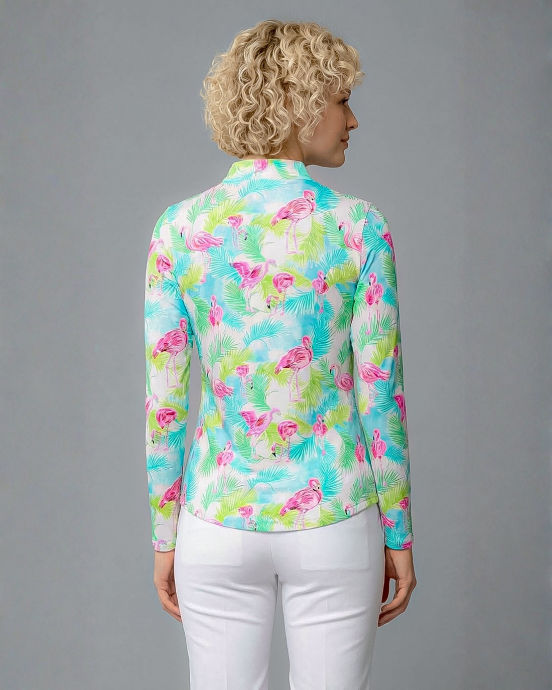 Flamenco Long Sleeve Zip Mock Top 86Z40