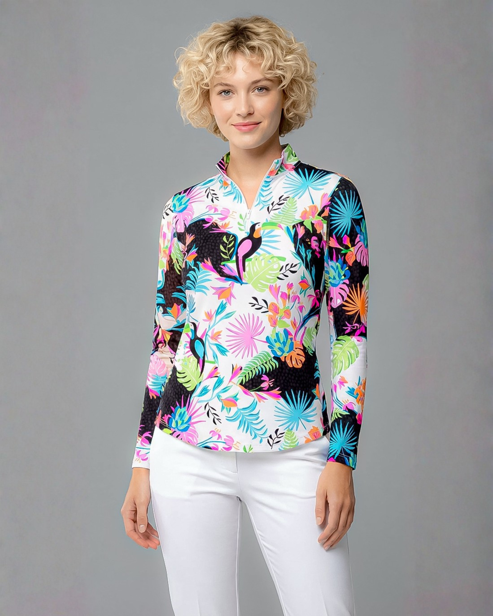 Volare Long Sleeve Zip Mock Top 86Z35