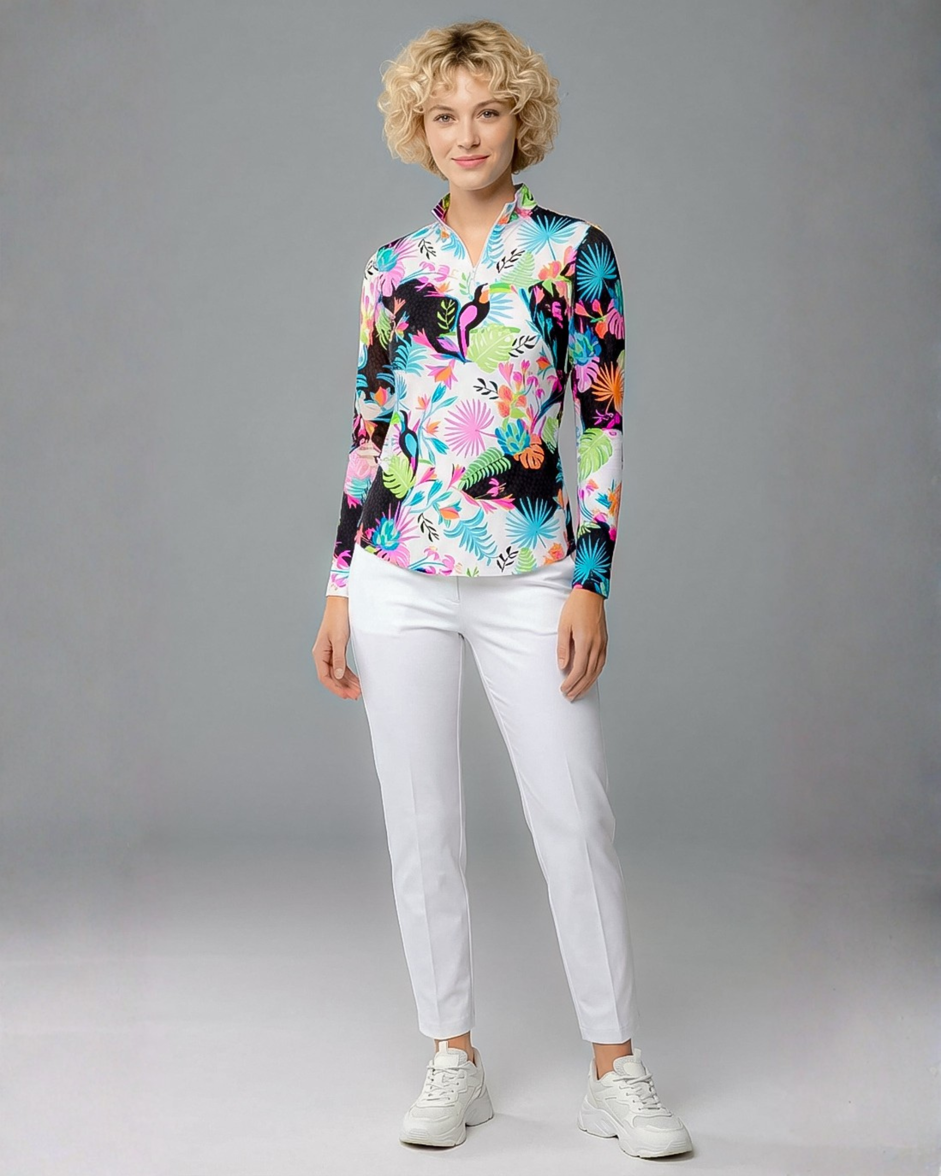 Volare Long Sleeve Zip Mock Top 86Z35