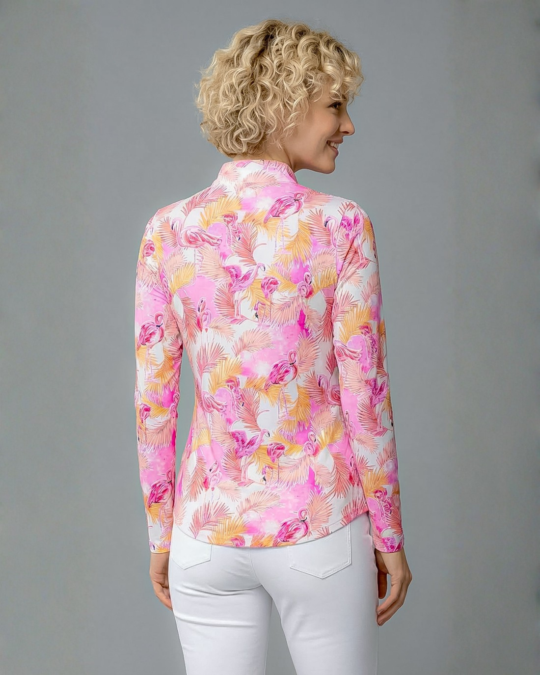 Flamenco Long Sleeve Zip Mock Top 86Z40