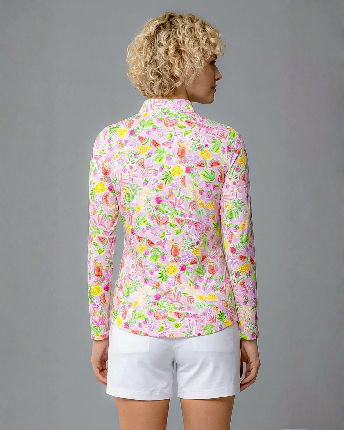 Cheers Long Sleeve Zip Mock Top 86Z42