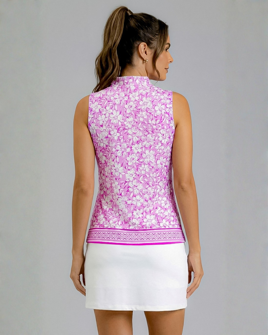 Nature's blessing Sleeveless Ruffle Portrait Neck Top 80Z51