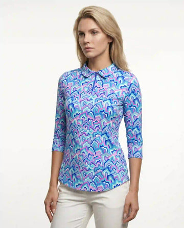 Out of Course 3/4 Sleeve Polo Top 48Z54