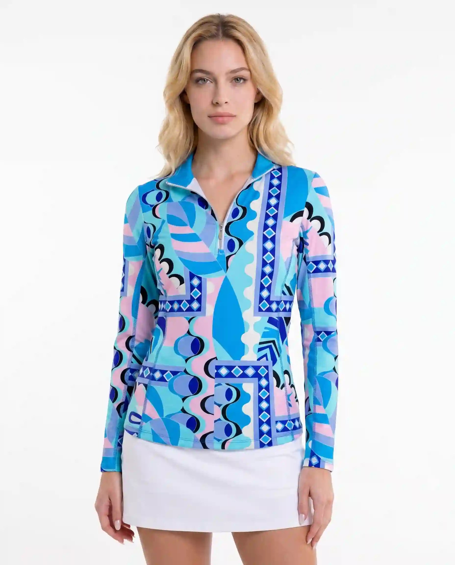 Salees Long Sleeve Zip Mock Top 86Z28