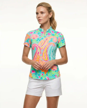 Sweet Caroline Short Sleeve Mock Top 85Z18