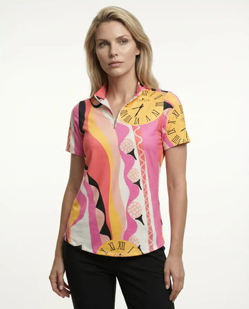 Teetime Short Sleeve Zip Mock Top 85Z05