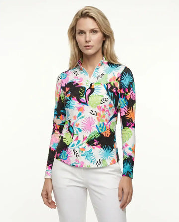 Volare Long Sleeve Zip Mock Top 86Z35