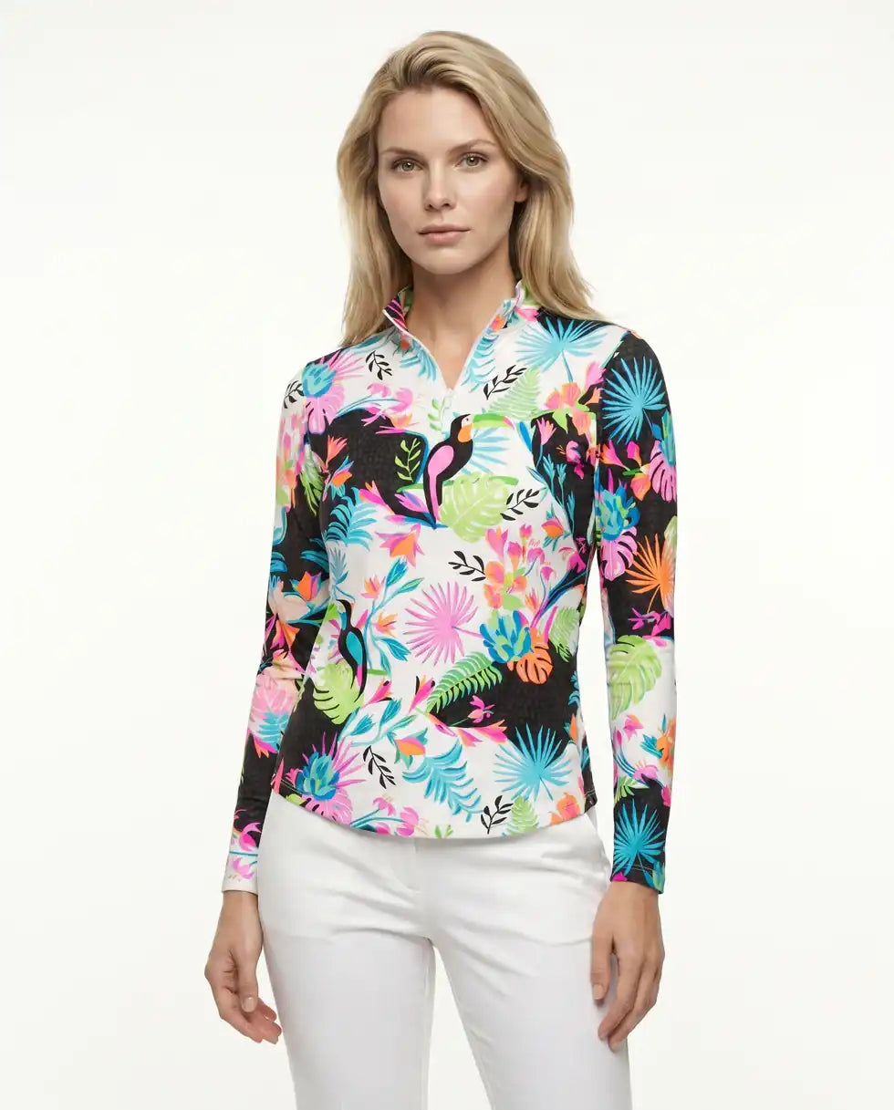 Volare Long Sleeve Zip Mock Top 86Z35