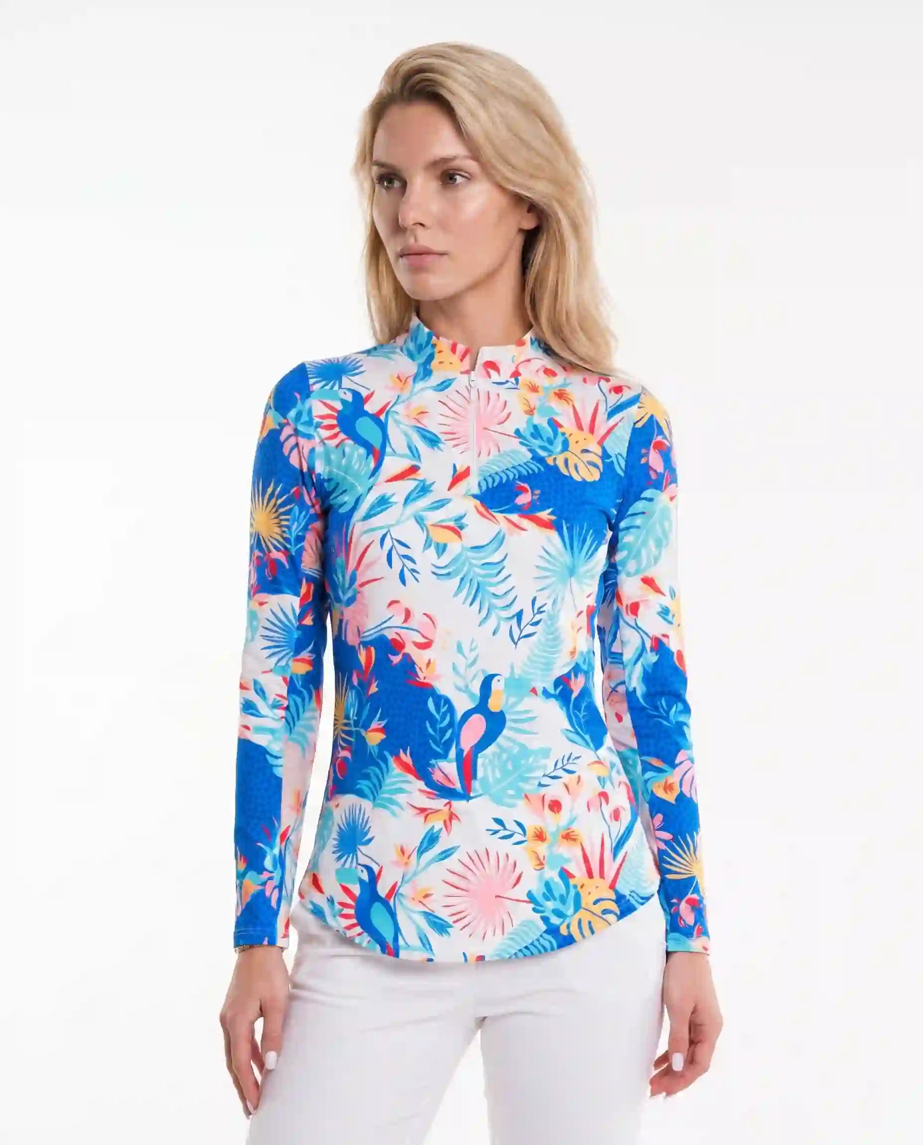 Volare Long Sleeve Zip Mock Top 86Z35