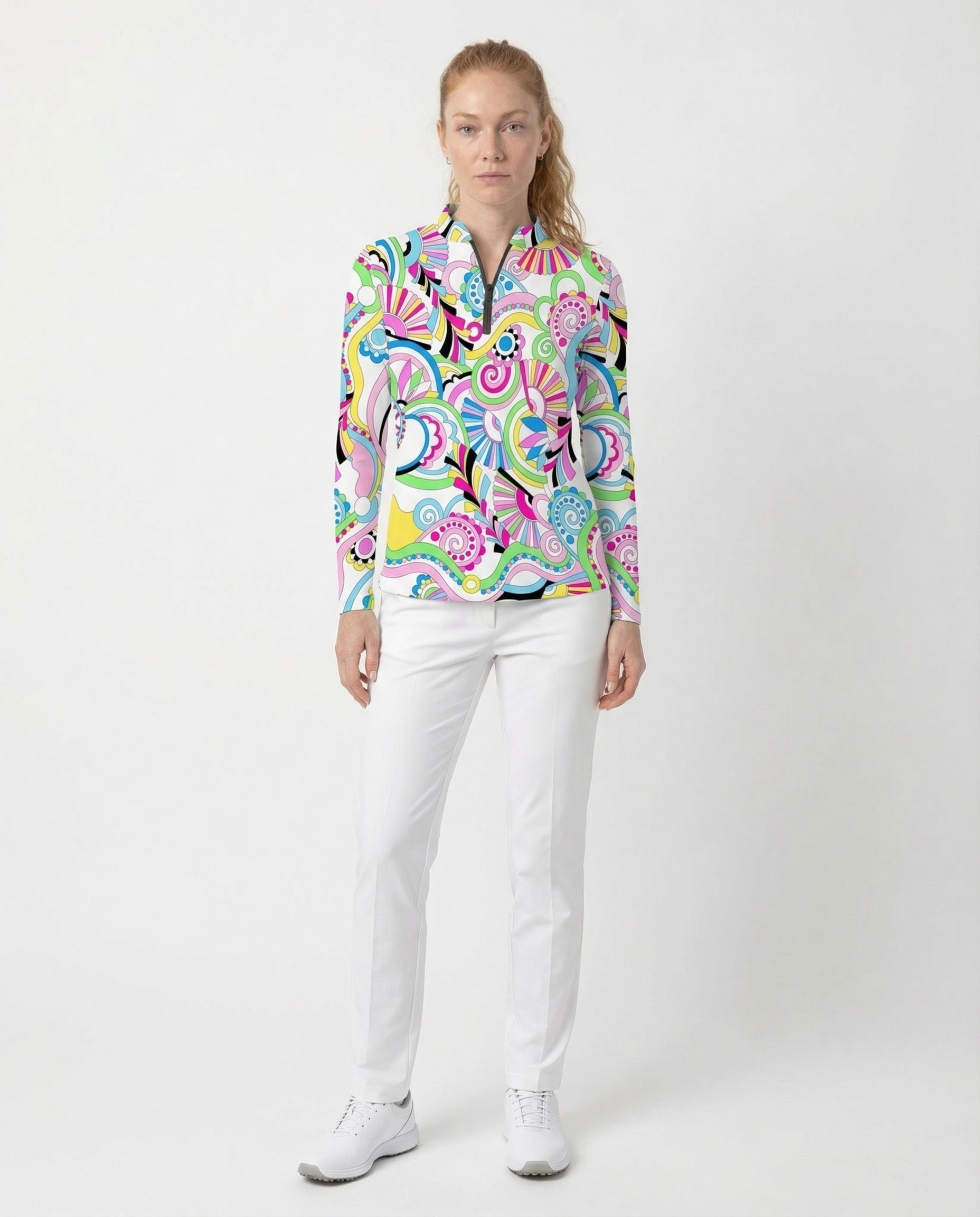 Desiree Long Sleeve Zip Mock Top 86z53