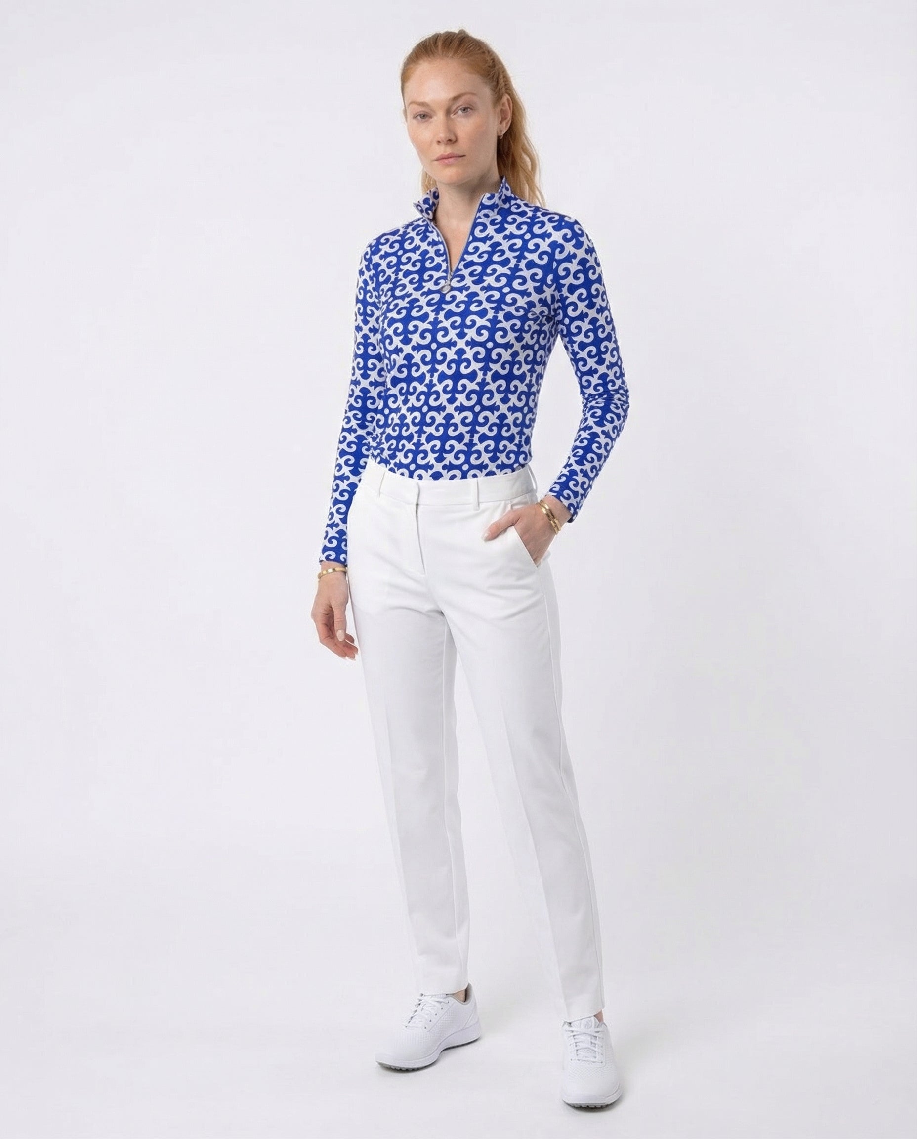 Gazebo Long Sleeve Zip Mock Top 86Z19
