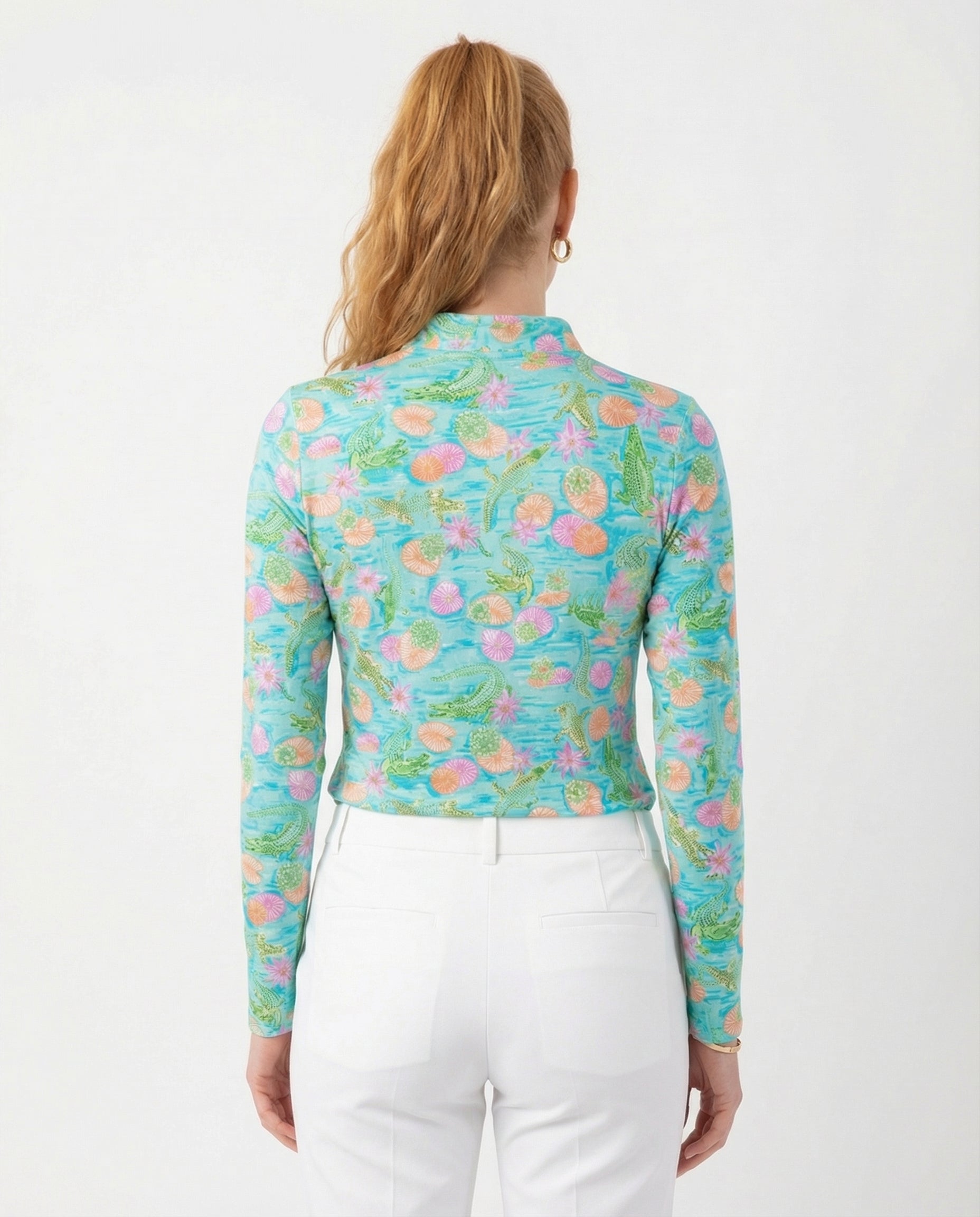 Croc a doodle doo Long Sleeve Zip Mock Top 86z62