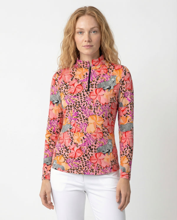 Untamed Long Sleeve Zip Mock Top 86z56