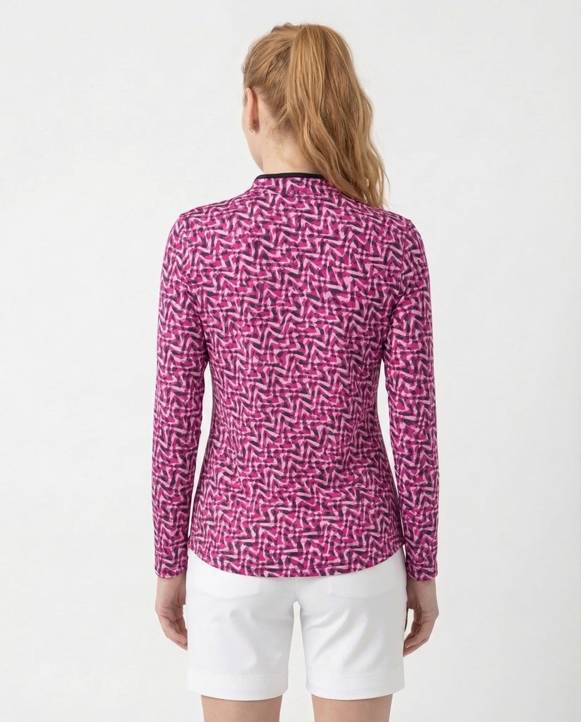 Velocity Long Sleeve Zip Mock Top WITH PIPING T86Z58