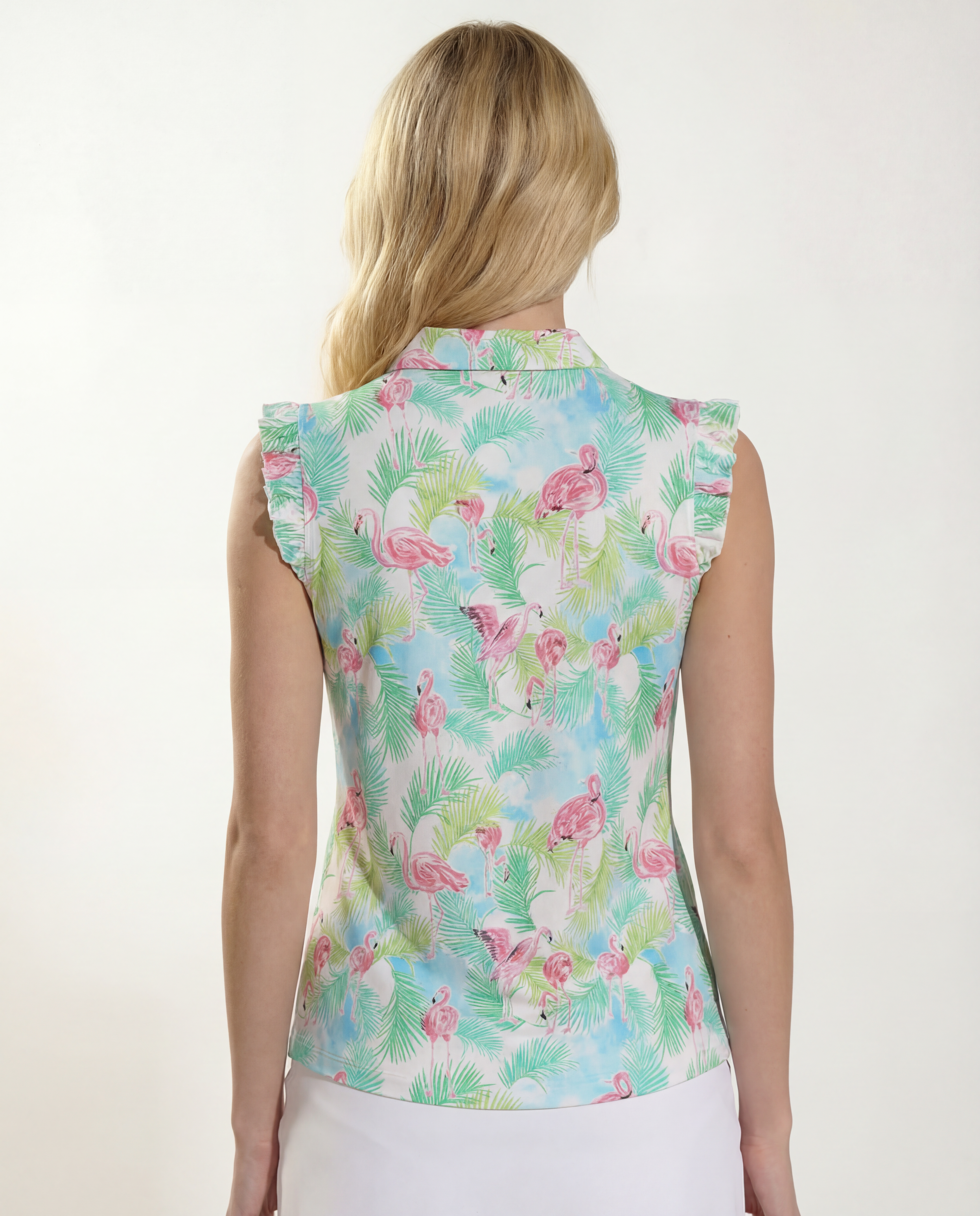 Flamenco Ruffle Cap Sleeve Polo Top 98z40