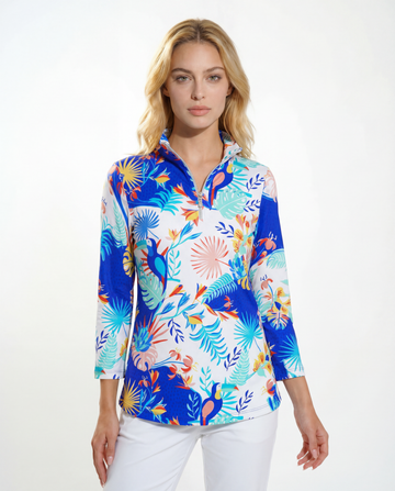 Volare 3/4 Sleeve Zip Half-High Neck Top 47Z35