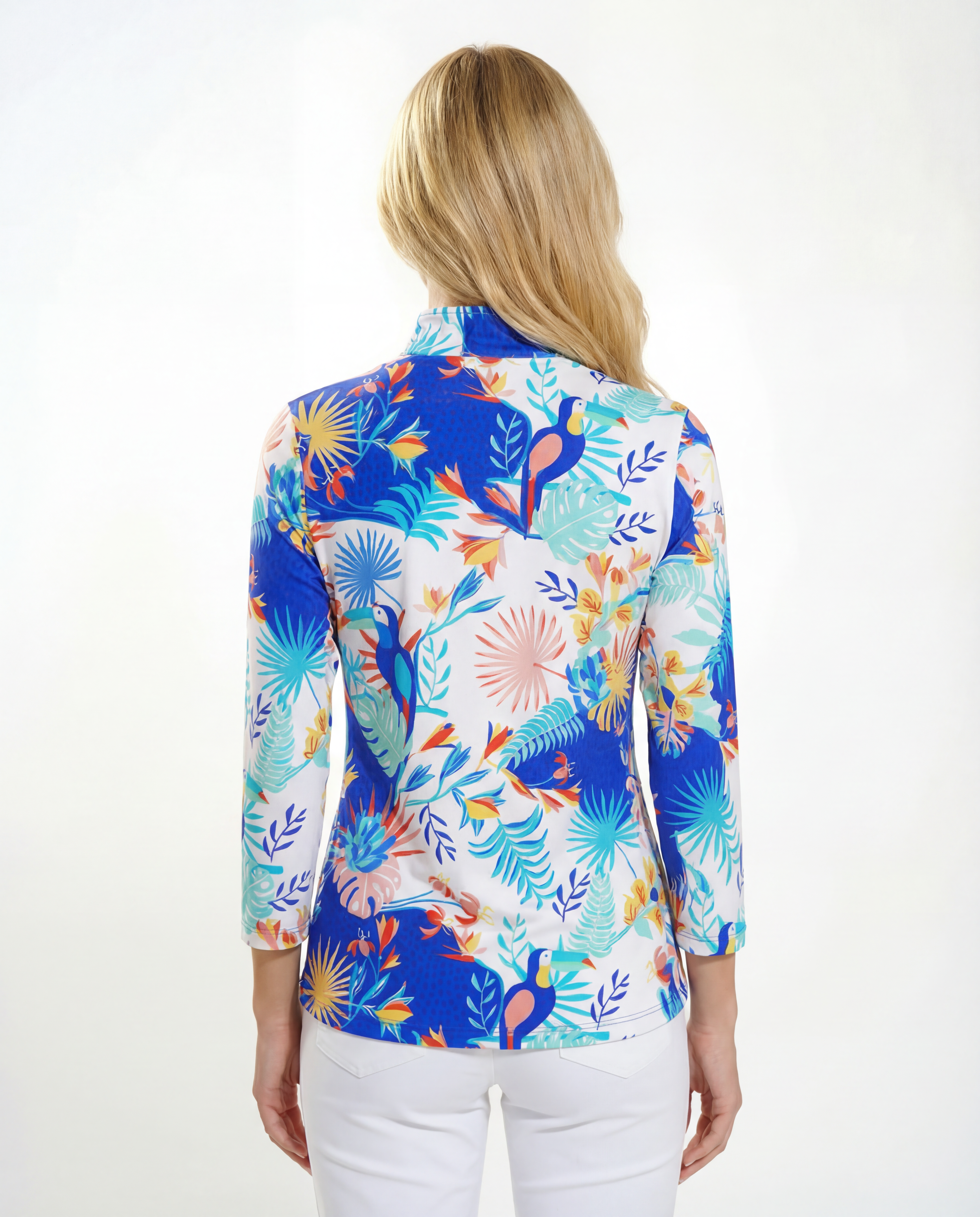 Volare 3/4 Sleeve Zip Half-High Neck Top 47Z35