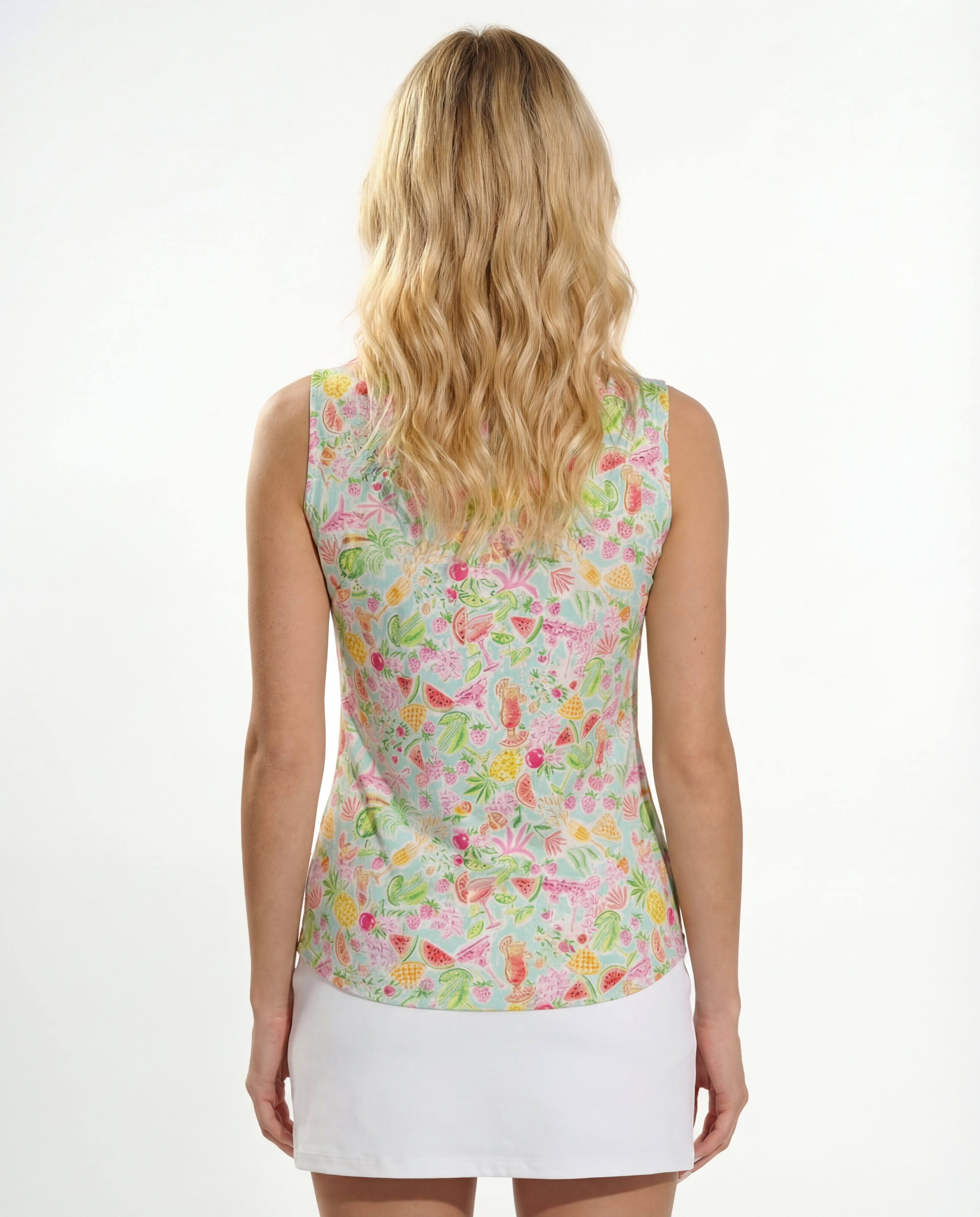 Cheers Sleeveless Polo Top with Piping T40Z42