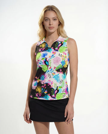 Volare Sleeveless V-Neck Collar Top 88Z35