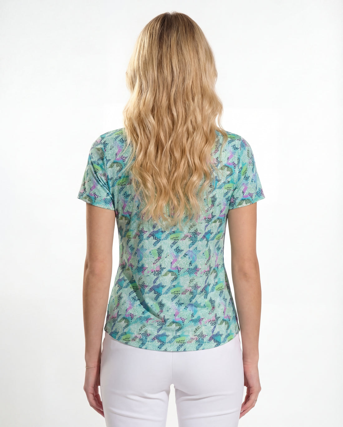 Houndstooth Short Sleeve Polo Top 69Z07