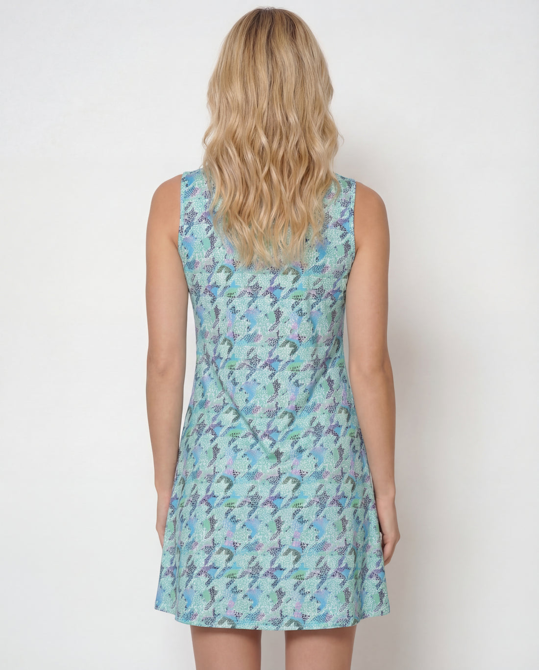 Houndstooth Sleeveless Hem Flounce Dress 52z07