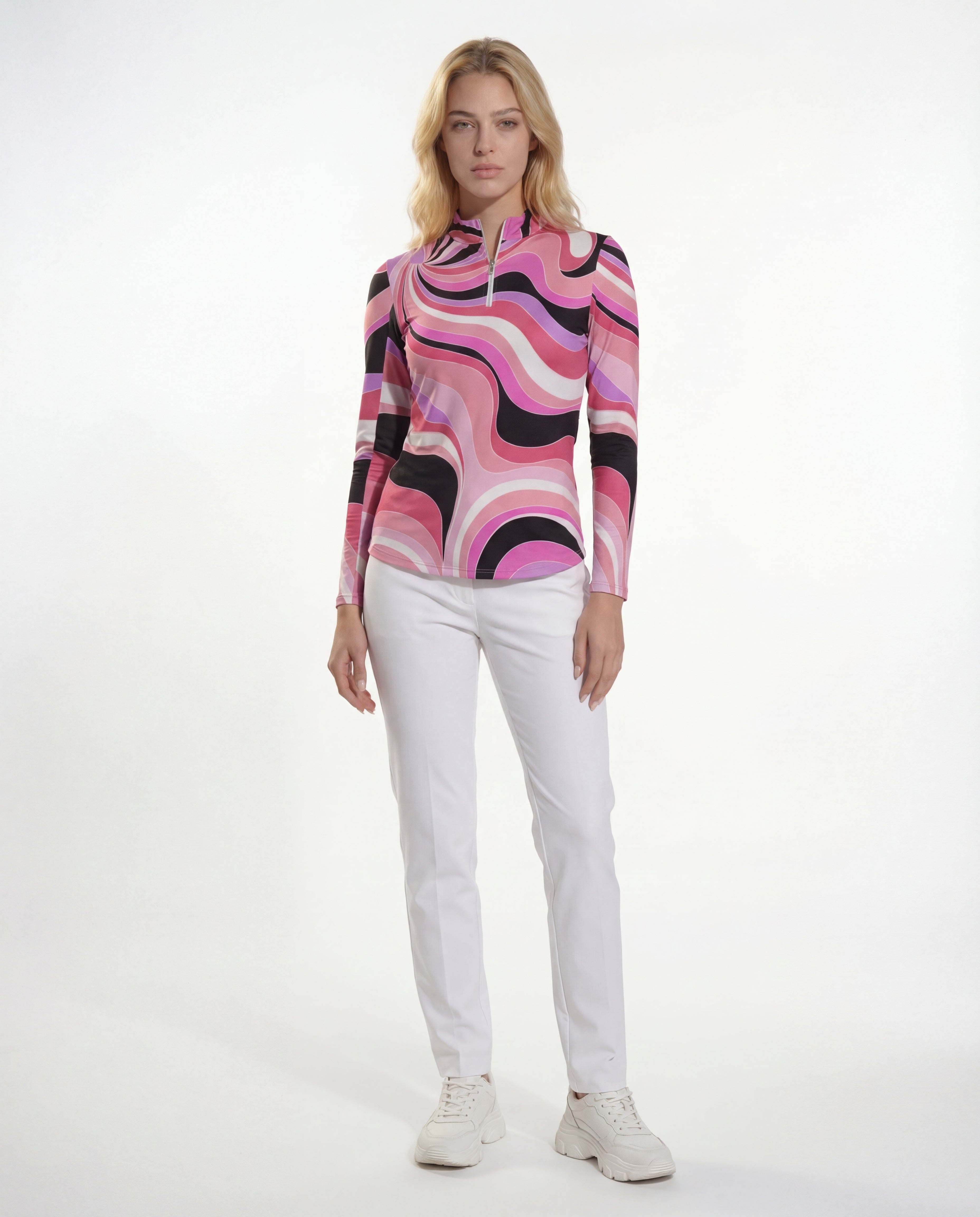 Lorraine Long Sleeve Zip Mock Top 86Z09
