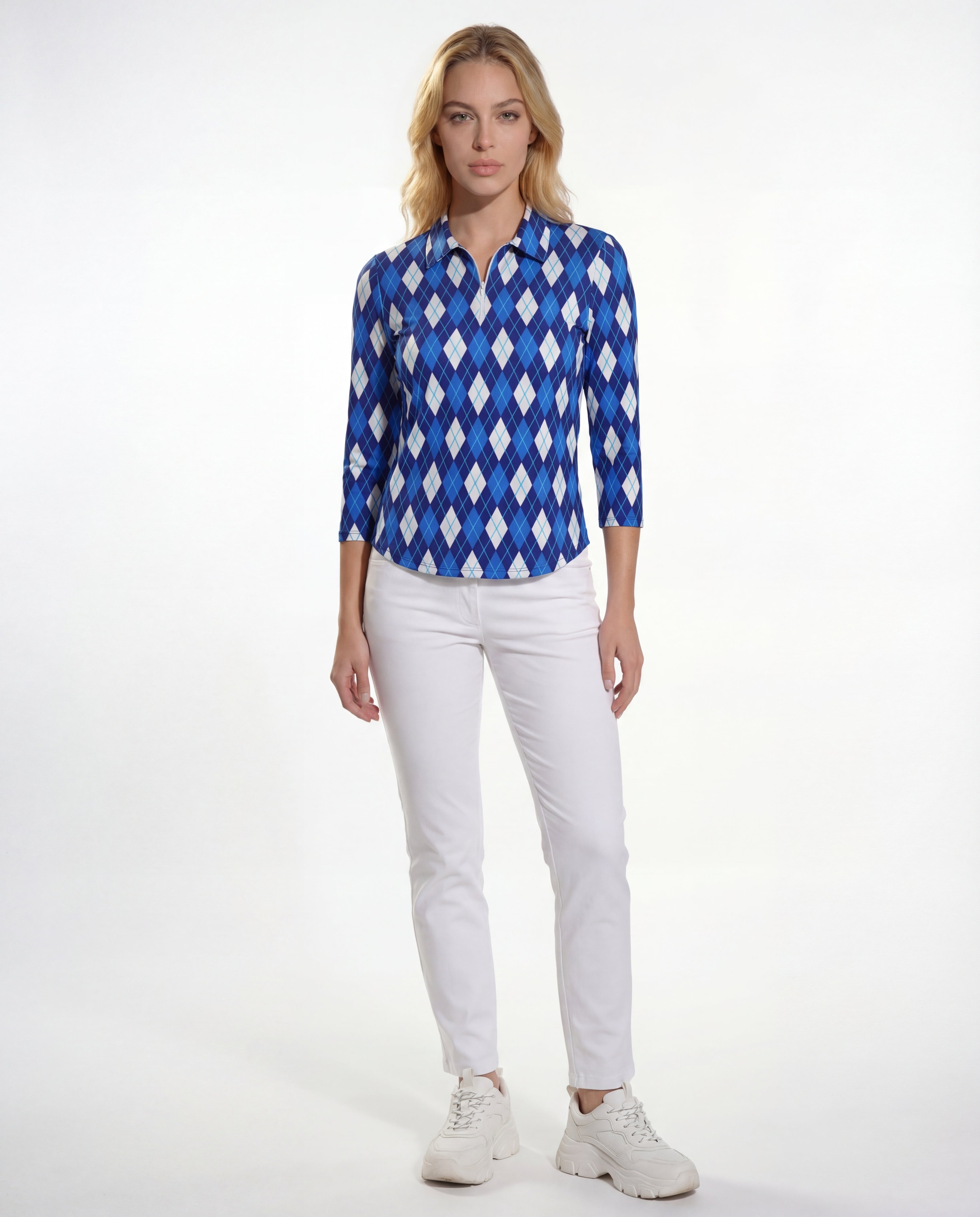 Elle Gante 3/4 Sleeve Polo Top 48Z26