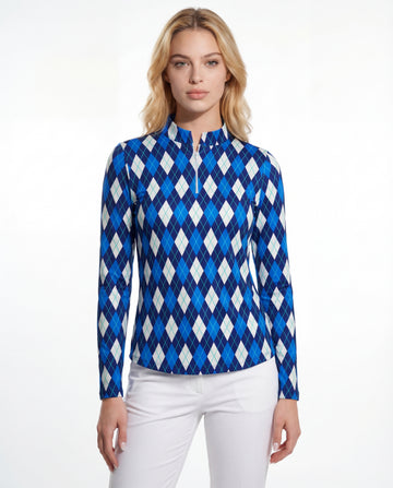 Elle Gante Long Sleeve Zip Mock Top 86Z26