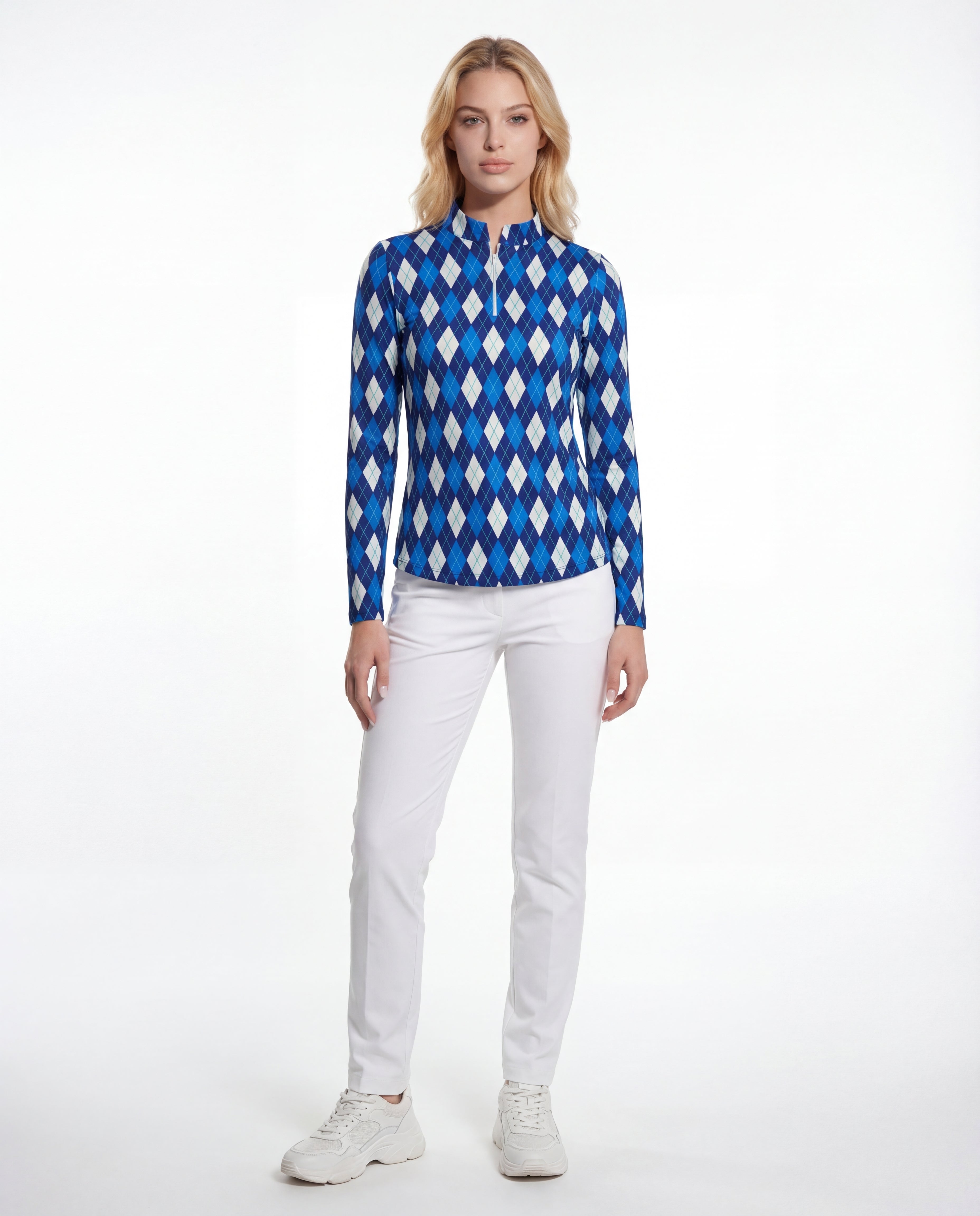 Elle Gante Long Sleeve Zip Mock Top 86Z26