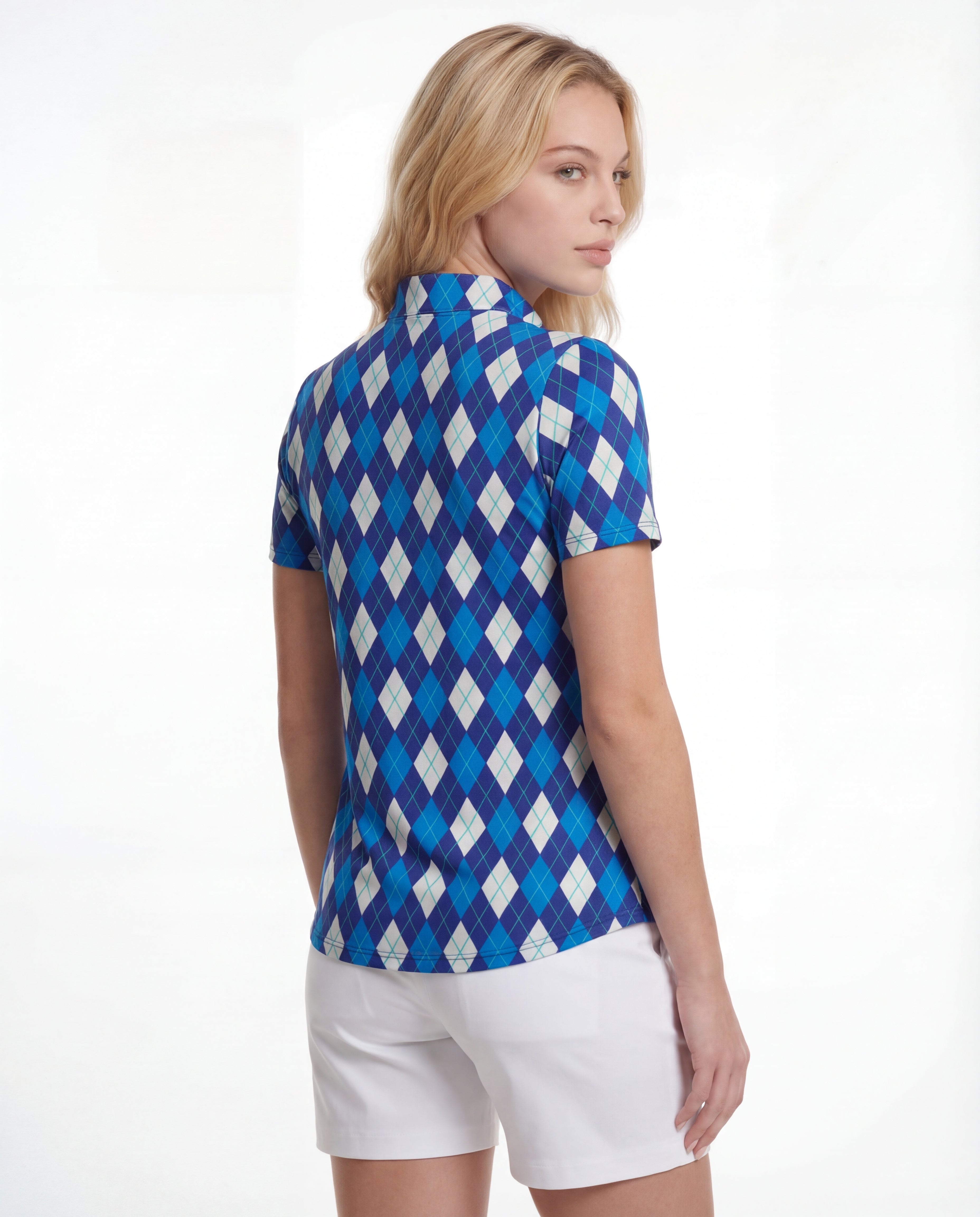 Elle Gante Short Sleeve Zip Mock Top 85Z26