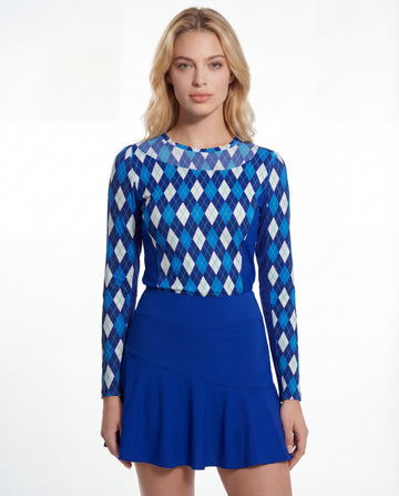 Elle Gante Long Sleeve Crew Net Neckline Top 83Z26v00