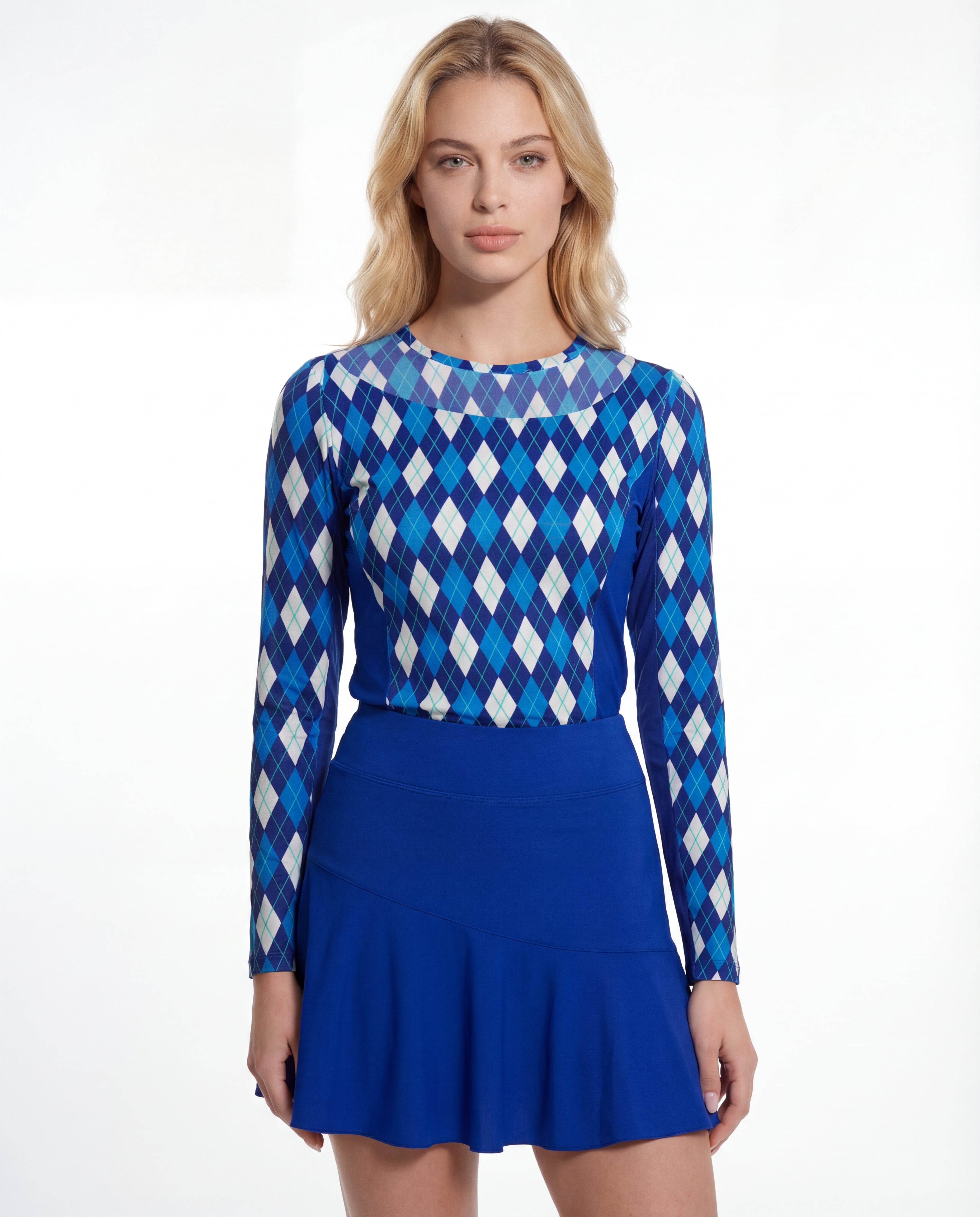Elle Gante Long Sleeve Crew Net Neckline Top 83Z26v00