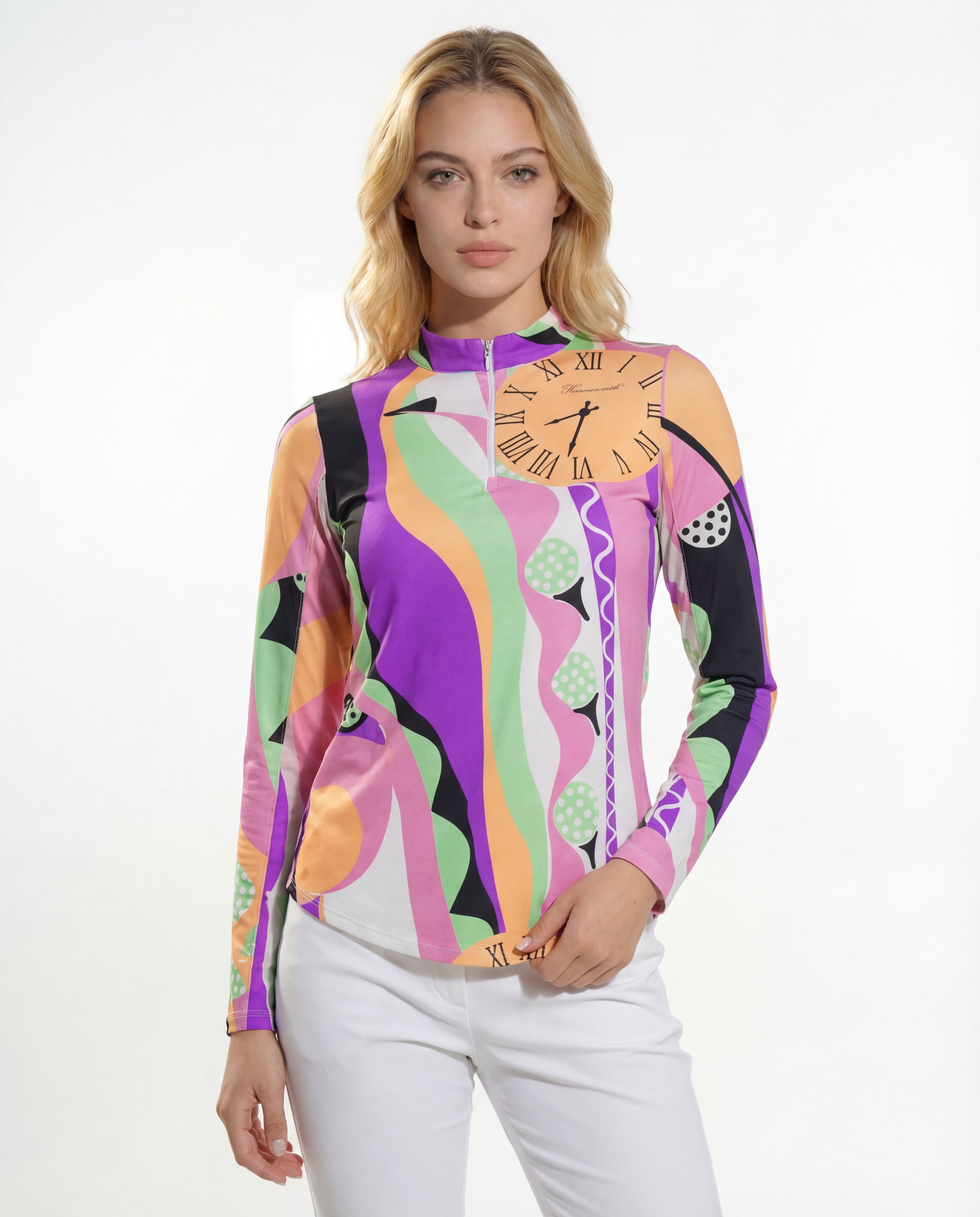 Teetime Long Sleeve Zip Mock Top 86Z05
