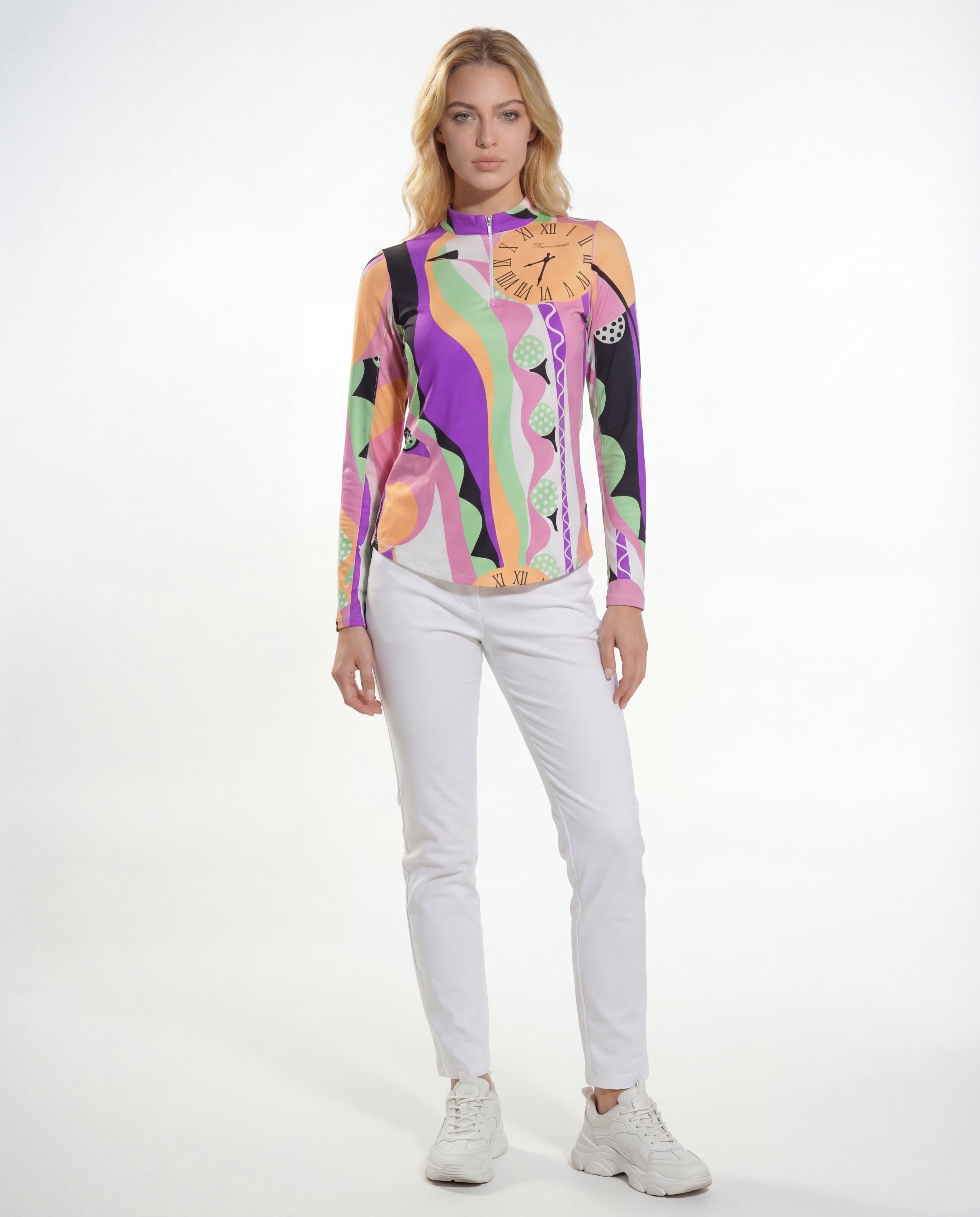 Teetime Long Sleeve Zip Mock Top 86Z05