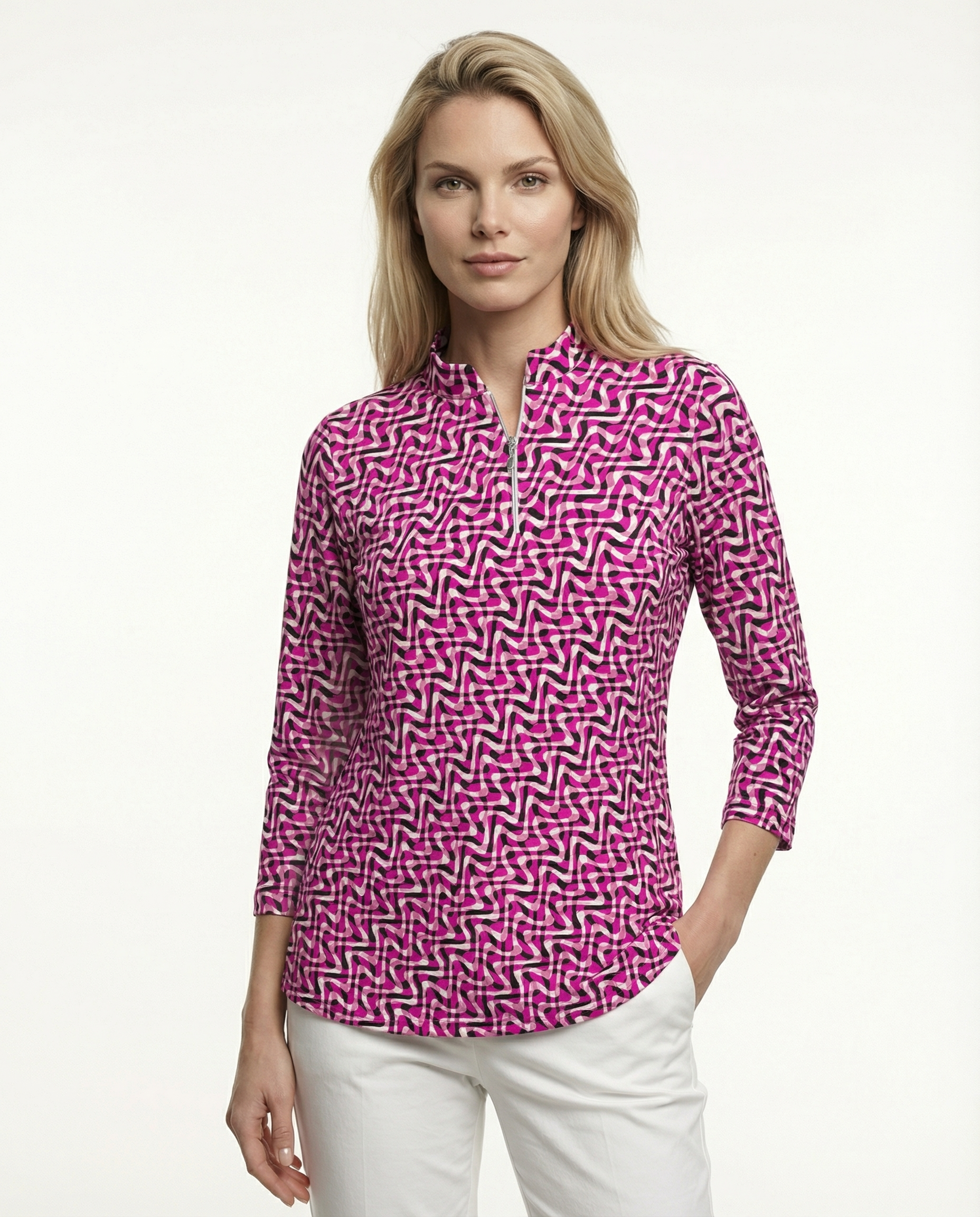 Velocity Long Sleeve Zip Mock Top 86Z58