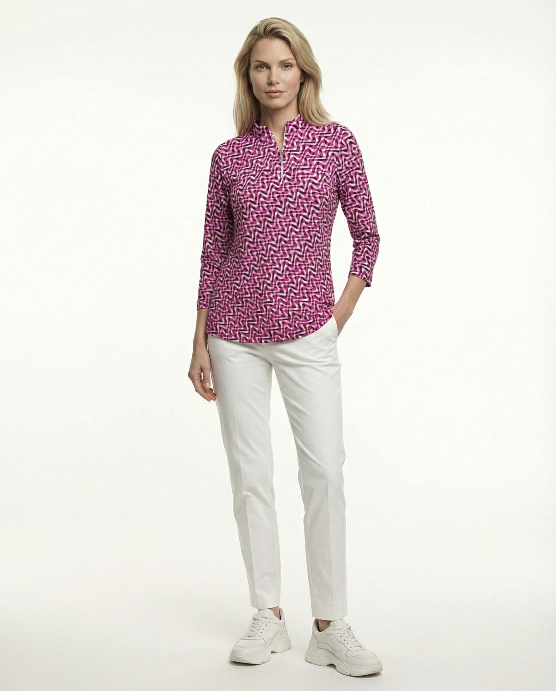 Velocity Long Sleeve Zip Mock Top 86Z58