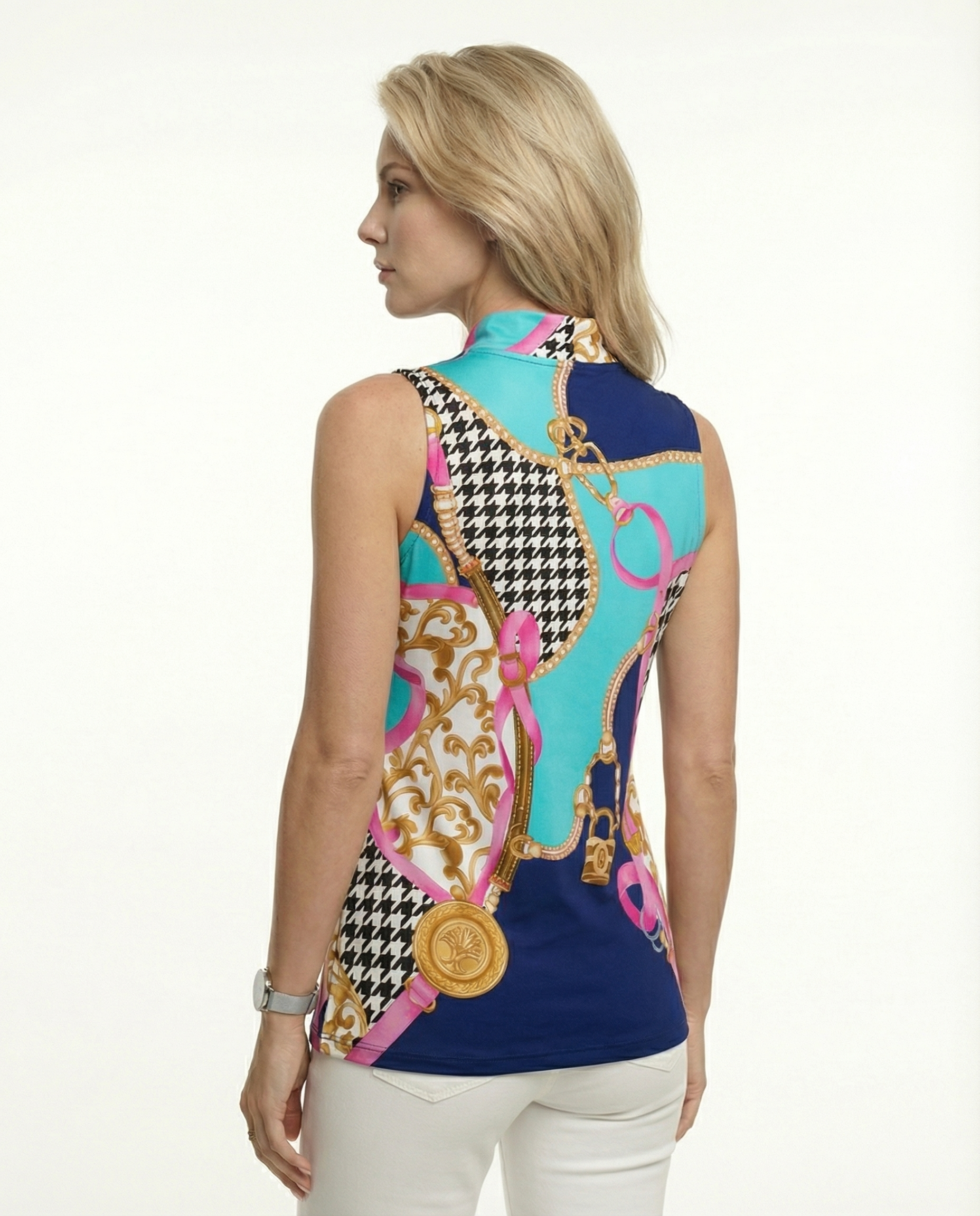 Caress Sleeveless Ruffle Portrait Neck Top 80Z03