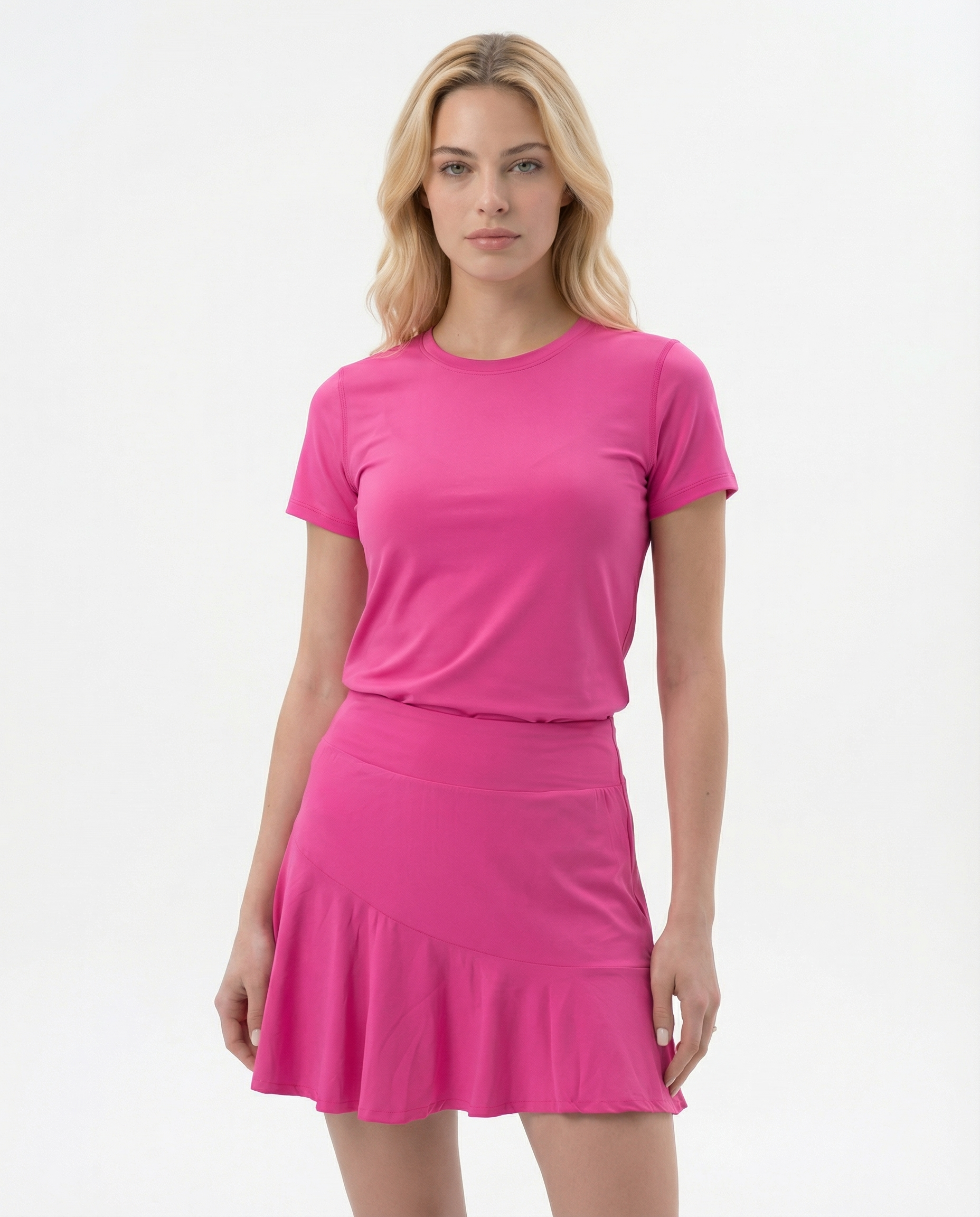 Short Sleeve Crew Neck Top W/ Swing Free Skort (set)