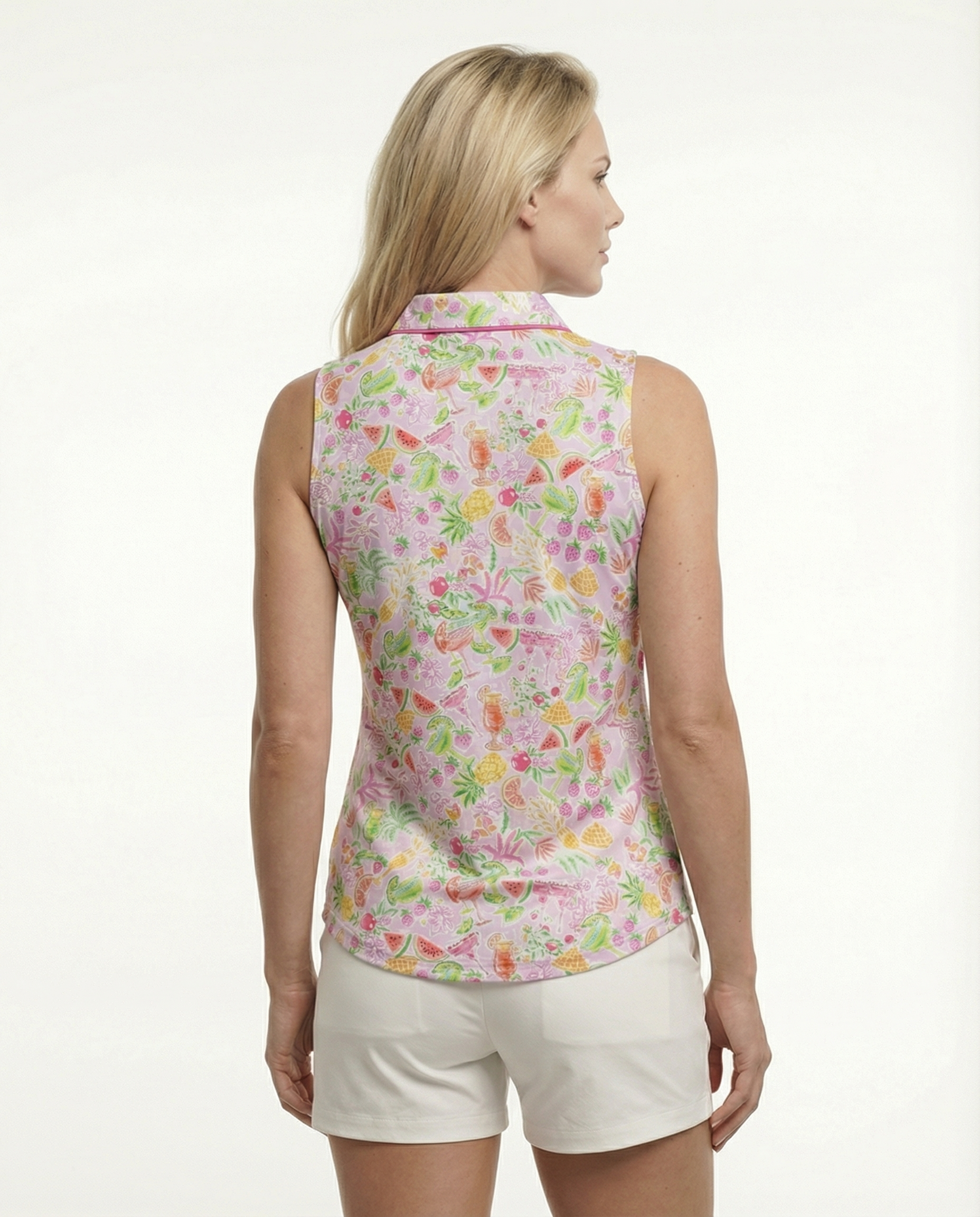 Cheers Sleeveless Polo Top with Piping T40Z42