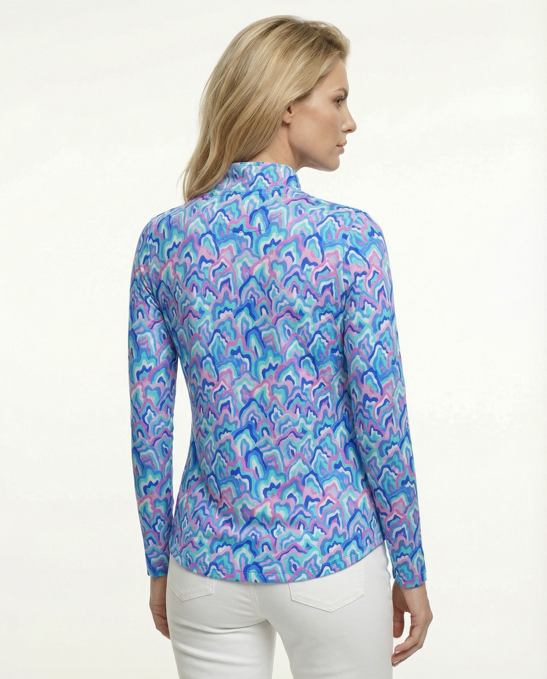 Out of course Long Sleeve Zip Mock Top 86Z54