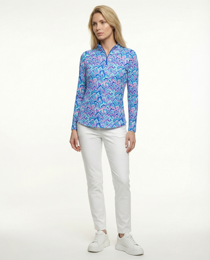 Out of course Long Sleeve Zip Mock Top 86Z54