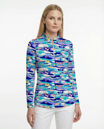 Winning Stroke 3/4 Sleeve Zip Mock Top 68Z49